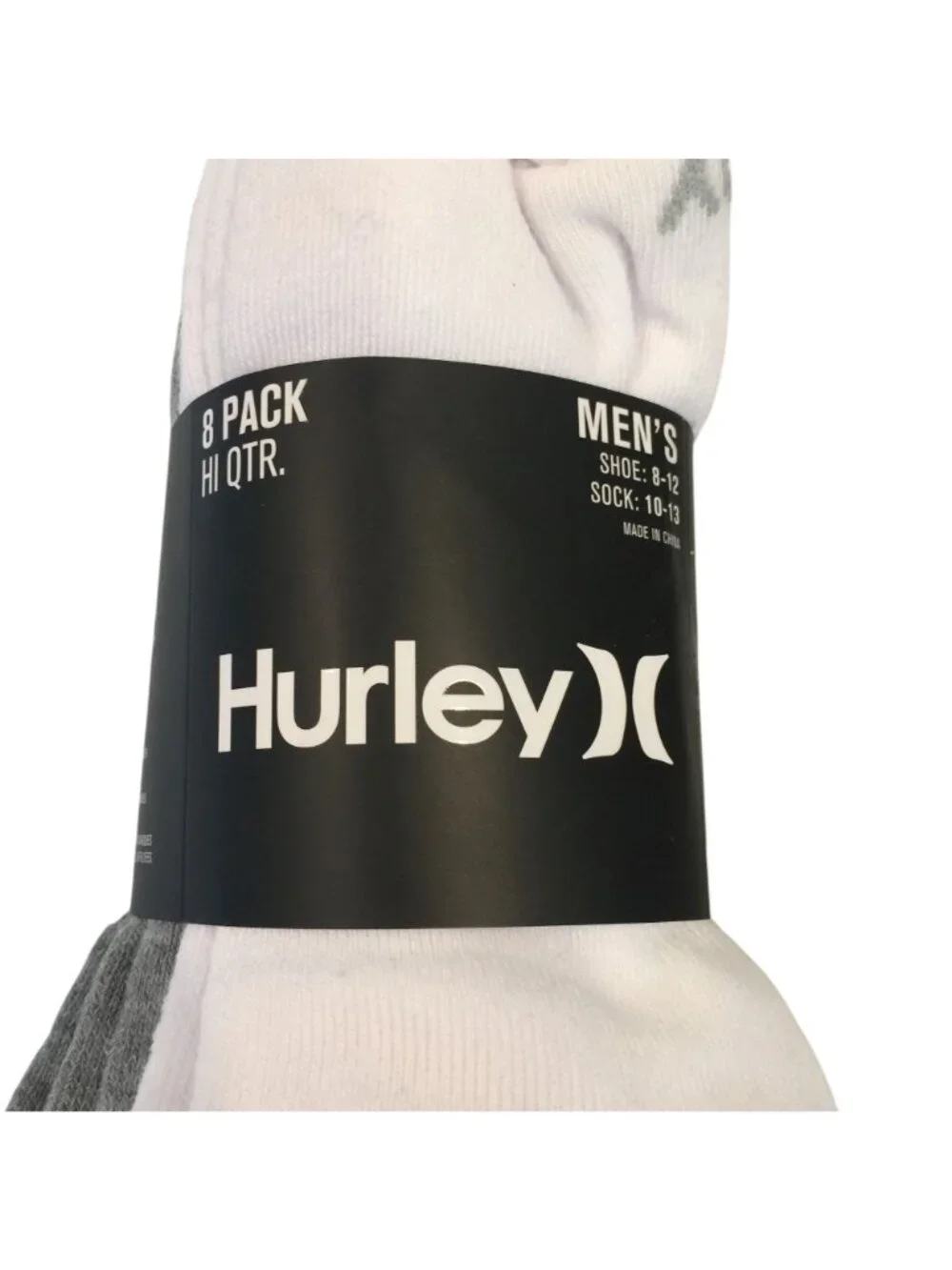 Hurley Men's Hi Quarter Socks Set of 6 Size 8-12 White Gray Taupe Charcoal